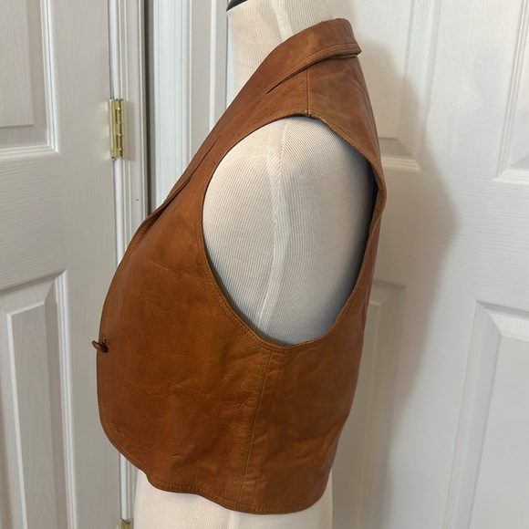 *Bill Atkinson* Vintage Tan Leather Western Vest Size S - Picture 5 of 16